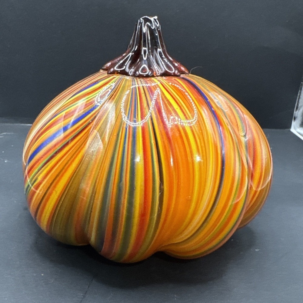 Glass Pumpkin Multicolored 5.5 Wide X 5 Inch Tall Twos Company